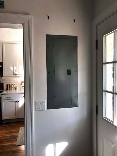 ideas to cover electrical box on wall|ideas for enclosing breaker box.